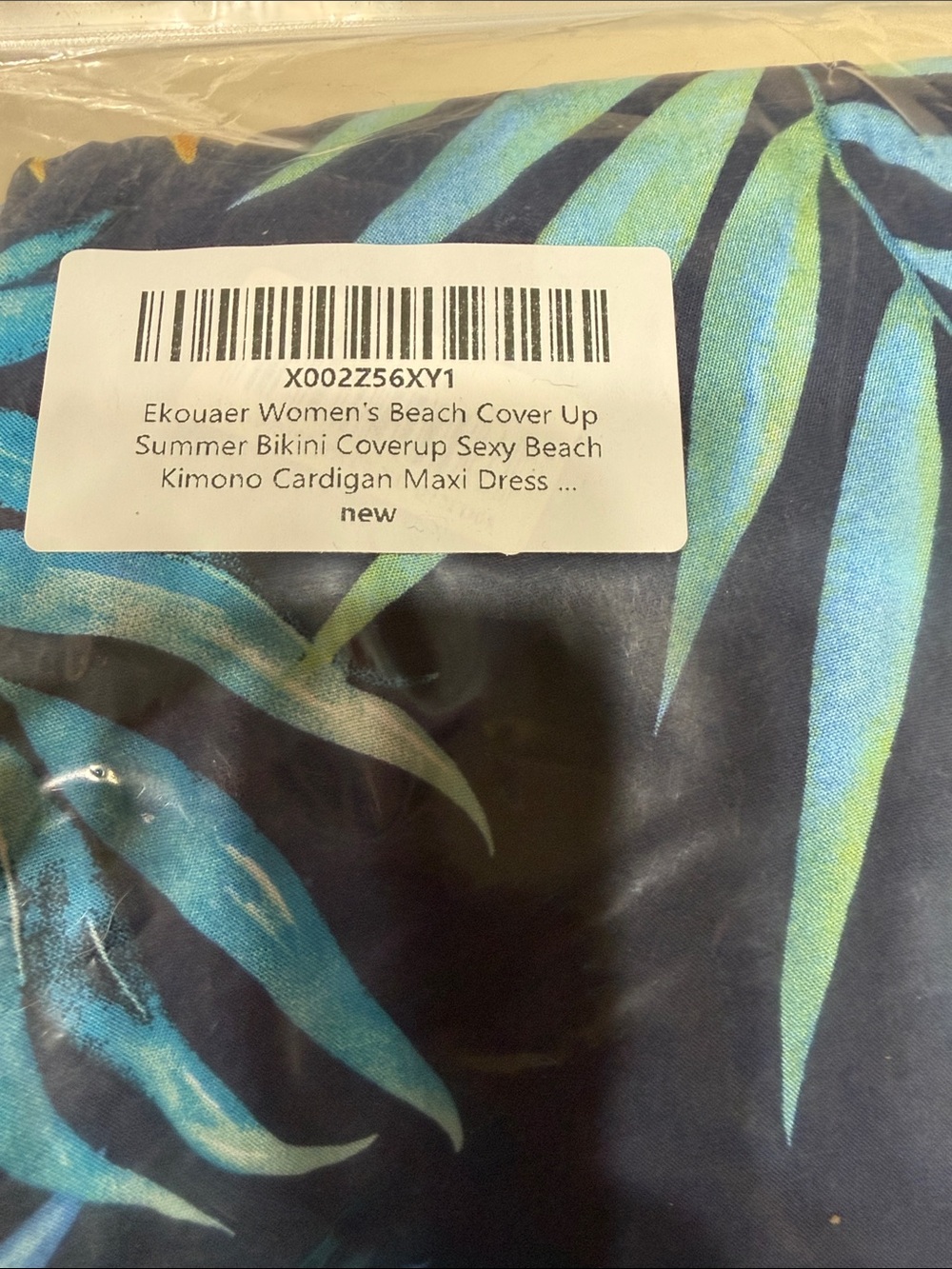 Kids One-Piece Swim Coverup - Blue Green Leaf Print
